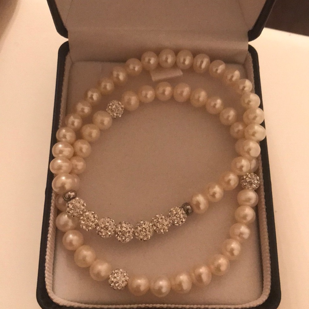 Pearl Bracelets with Crystals